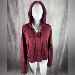 Lurking Class by Sketchy Tank Mariposa Red Crop Hoodie